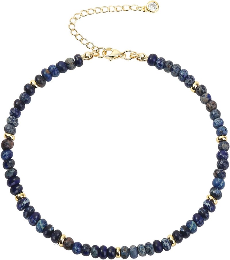 Wremily Natural Stone Beaded Anklets Bracelets for Women Handmade Beaded Anklet Bracelet Waterproof Boho Beads Ankle Bracelet Adjustable Summer Jewelry - Image 1